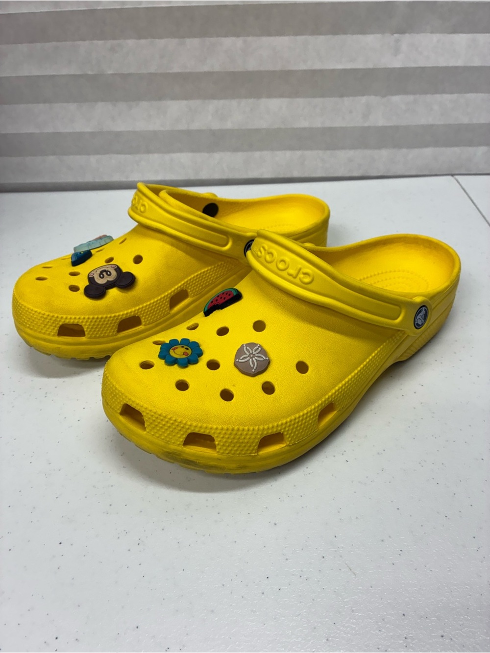 Crocs yellow slip on shoes womens size 11 mens 9
